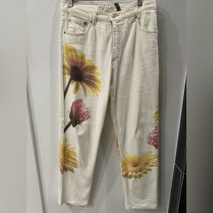 Roberto Cavalli White Floral Jeans
